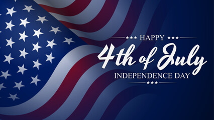 Happy 4th of July greeting Card 2023 with usa waving flag vector background illustration for banner, poster, social media feed, Happy Independence Day united states of america background