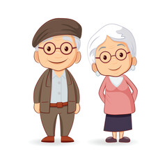 Senior, elder man and woman character illustration