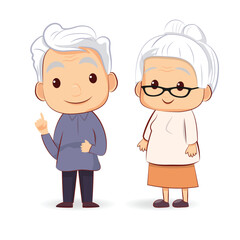 Senior, elder man and woman character illustration
