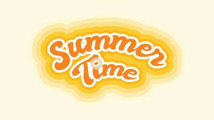 Summer Time typography cheerful theme. Perfect for beach event, poster, holiday, sticker, banner, social media post.