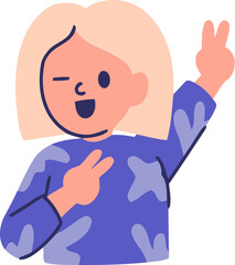 Smiling Girl with Peace Sign