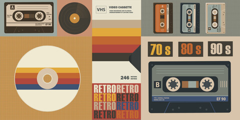 Various old-fashioned items on a retro background. Concept retro or vintage background.