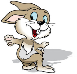 Cute Bunny with Blue Eyes Dancing on the Ground
