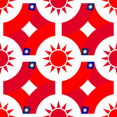 Naklejka premium taiwan flag pattern. tracery design. red sun background. vector illustration