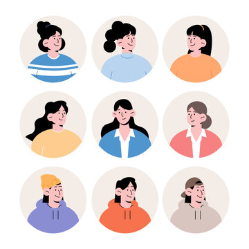 Business woman, woman face, icon illustration vector collection