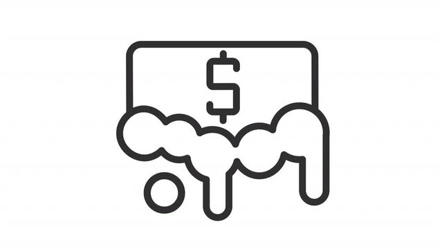 Money laundering icon animation. Animated line foaming soap bar with dollar symbol. Financial crime. Tax evasion. Loop HD video with alpha channel, transparent background. Outline motion graphic