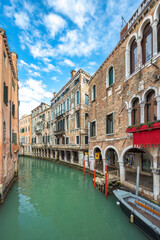 Fototapeta na wymiar The canal in Venice at sunny day, Italy, Europe.