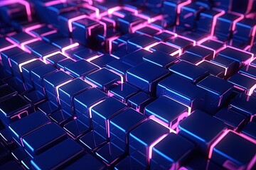Obraz premium abstract futuristic background with pink blue glowing neon moving high speed wave lines and bokeh lights. Data transfer concept Fantastic wallpaper, Ai Generative