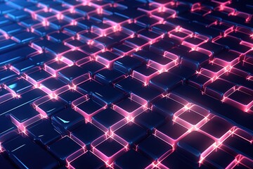 Fototapeta premium abstract futuristic background with pink blue glowing neon moving high speed wave lines and bokeh lights. Data transfer concept Fantastic wallpaper, Ai Generative