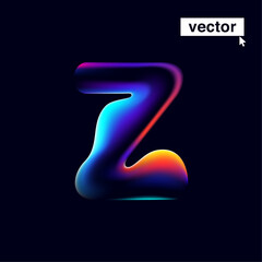 Z letter logo with neon glitch. Multicolor gradient sign with double exposure and illusion effect. Glowing color shift vector icon. Perfect for your vibrant heading, video game screens, Sale banner.