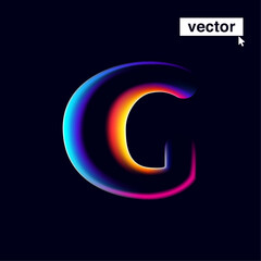 Naklejka premium G letter logo with neon glitch. Multicolor gradient sign with double exposure and illusion effect. Glowing color shift vector icon. Perfect for your vibrant heading, video game screens, Sale banner.