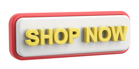 Shop now button. 3D illustration.