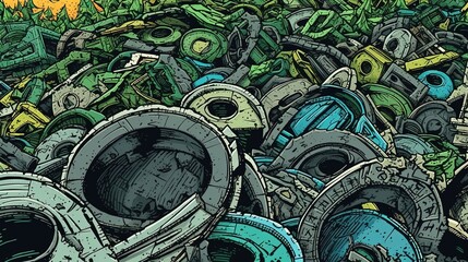 Circular economy and resource recycling visuals . Fantasy concept , Illustration painting.
