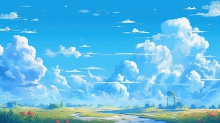 Obraz na płótnie Canvas Clear blue sky . Fantasy concept , Illustration painting.
