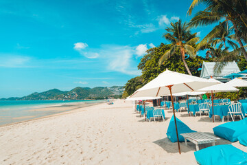 White beach and seaside chairs,relax in summer