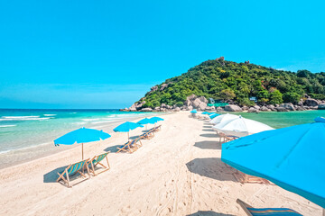 White beach and seaside chairs,relax in summer