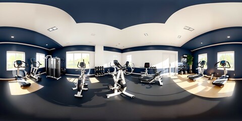 Modern fitness gym with sport exercise equipment full 360 degree panorama © alemstar