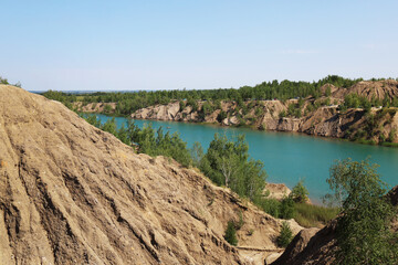 Beautiful mountains and a blue lake. Konduki, Russia