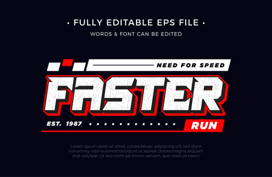 Vector Red Faster Tshirt Design With Text Effect Editable