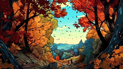 Obraz na płótnie Canvas Colorful autumn foliage . Fantasy concept , Illustration painting.
