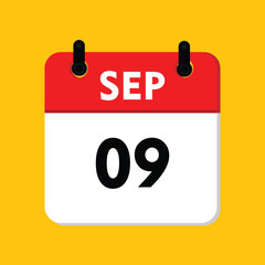 calender icon, 09 september icon with yellow background