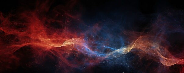 Fototapeta premium Red and blue fire trails with particles background Generative AI