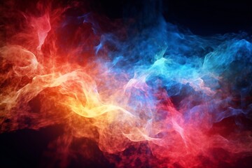 Red and blue fire trails with particles background Generative AI