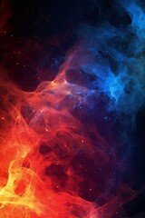 Red and blue fire trails with particles background Generative AI