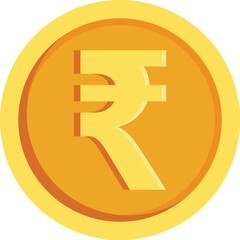 Isolated golden Rupee coin