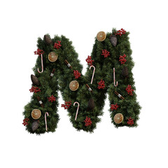 Christmas Wreath 3D Alphabet or PNG Letters