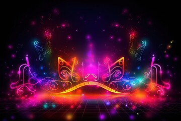 Fototapeta na wymiar abstract futuristic background with pink blue glowing neon moving high speed wave lines Neon night Party Stage Fun Dance Fantastic wallpaper ads flyer