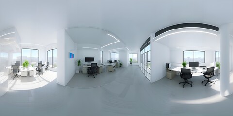Fototapeta na wymiar Spherical 360 panorama HDRU Interior open space office