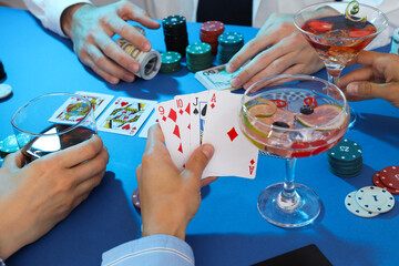 Poker game and gambling business, close up