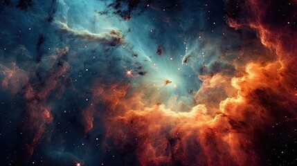 Nebula in deep space with stars, space nebula and galaxy