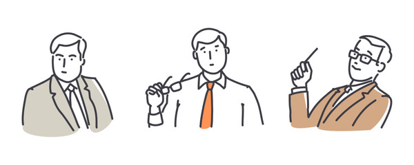 Fototapeta premium Successful employers at job interview. Simple style outline flat vector illustrations. Office scenes. Workflow concept. Perfect for web and marketing, social media, creative process, app design.