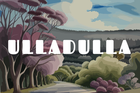 Ulladulla: Beautiful painting of an Australian scene with the name Ulladulla in New South Wales