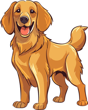 Golden Retriever Glory Radiant Dog Vector Illustration