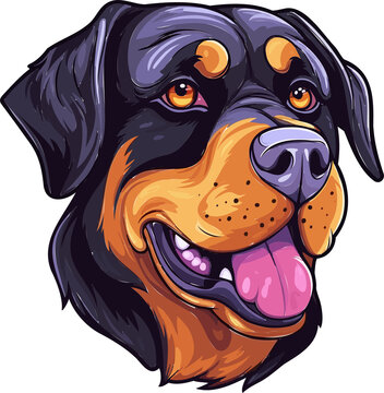 Rottweiler Vigilance Powerful Dog Vector Illustration