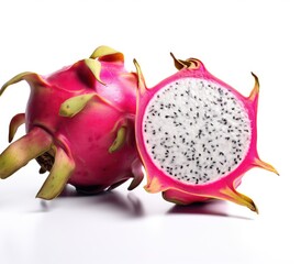 Obraz premium Dragon fruit isolated on white background created with Generative AI technology
