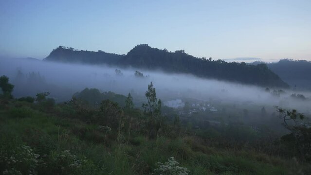 Lake Batur Volcano Looking at Mount Abang in Kintamani Bali in The Morning