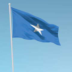 Waving flag of Somalia on flagpole. Template for independence day