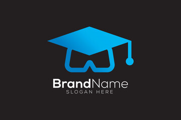 VR headset grad logo design template