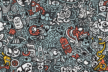 A set of doodles representing seamless pattern vector