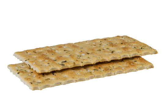 Stack of crackers or diet fit loaves isolated on white background. With clipping path. Full depth of field. Focus stacking