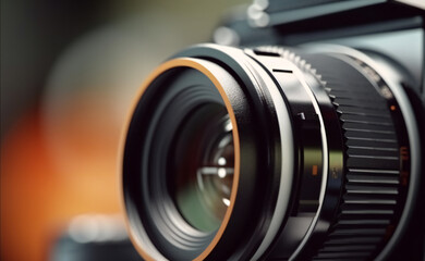 Fototapeta na wymiar Close-up of a digital camera with copy space. Generative ai