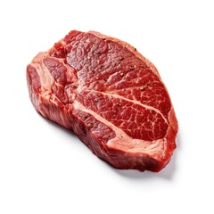 Fototapeta premium Raw beef steak with rosemary and pepper on white background. Generative AI 