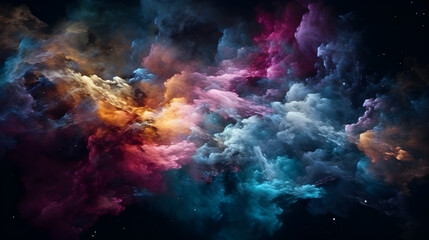Naklejka na ściany i meble Stary night cosmos ,Colorful space galaxy cloud nebula ,generative ai