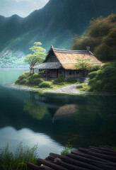 Fototapeta premium house on the lake