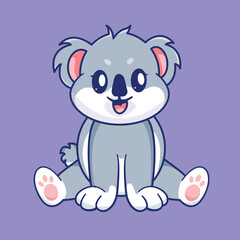 Obraz na płótnie Canvas Cute Koala Sat Down illustration isolated in flat background. animal icon concept isolated. flat cartoon style