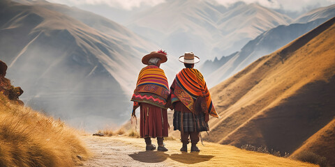 Pärrchen in Peru KI - obrazy, fototapety, plakaty